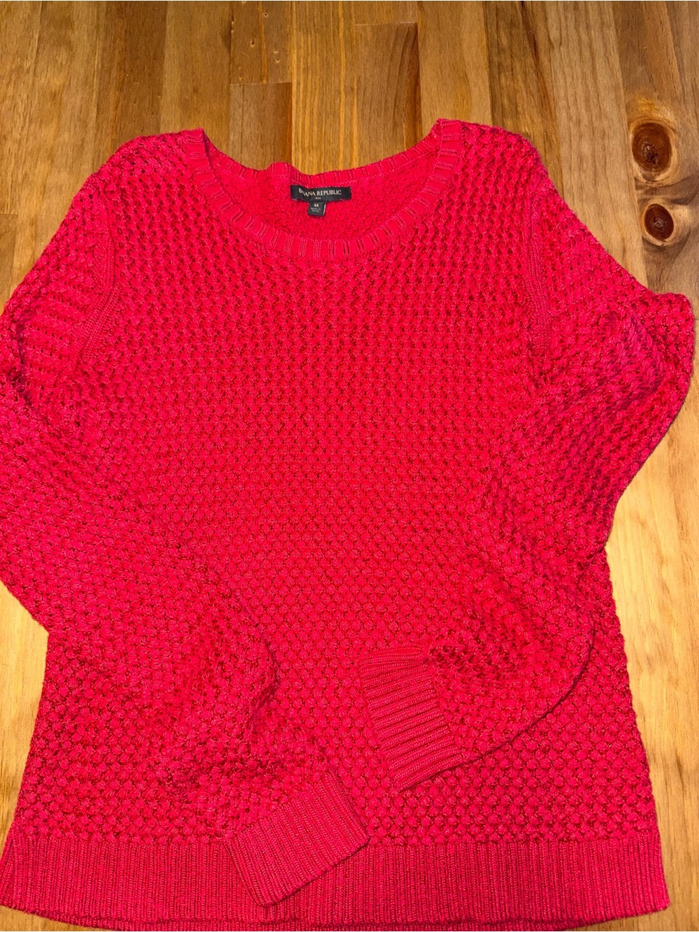 Banana Republic Bright Red Textured Crewneck Sweater